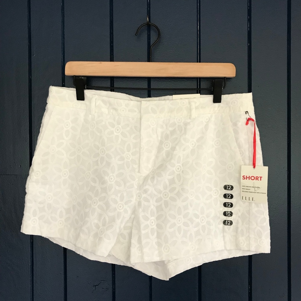 NWT White embroidered summer shorts, Elle (Kohl's)